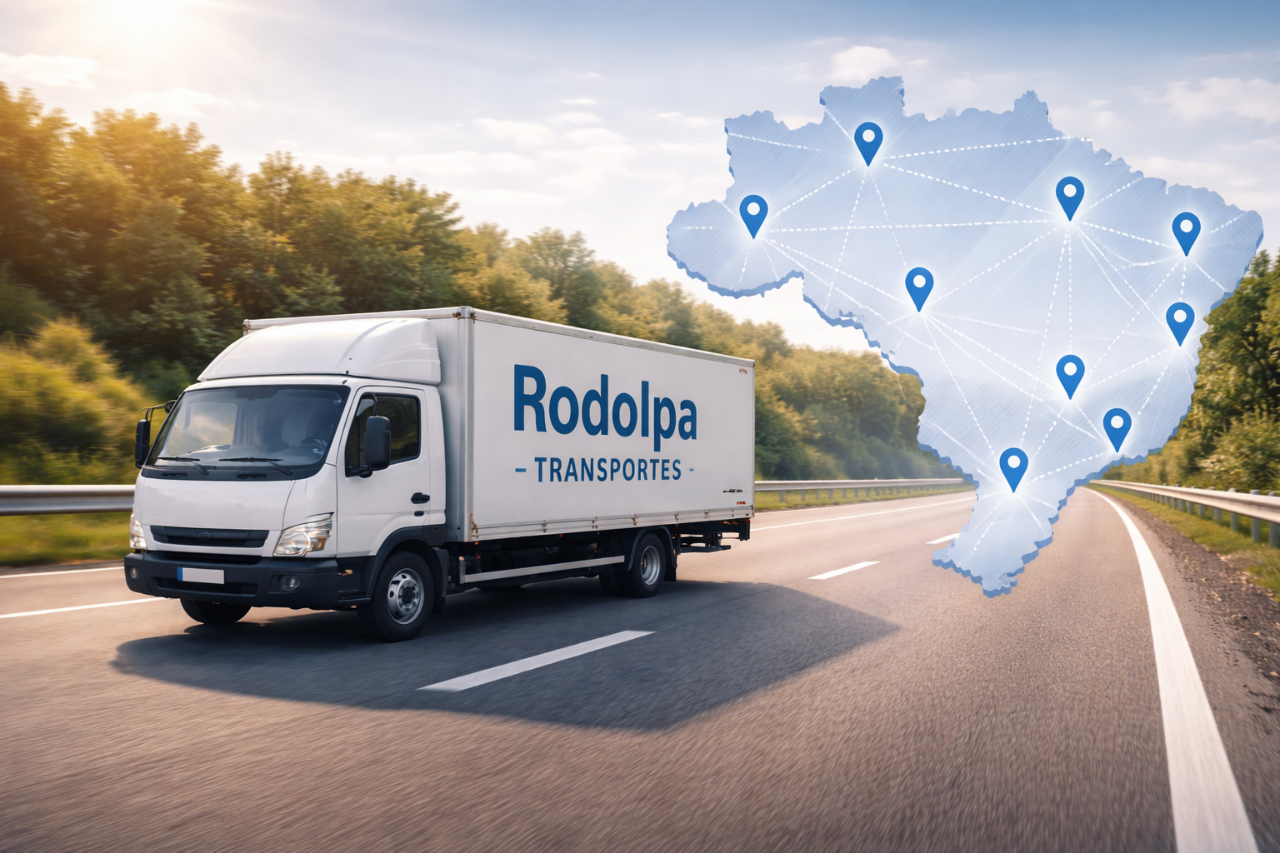 Caminhão da RodoIpa com mapa de cobertura do Brasil